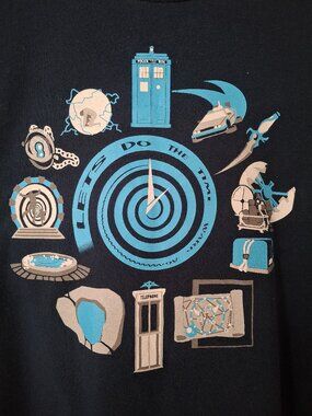 T Shirt Dr Who Let’s Do The Time Warp Time Machines Adult Size XL Tee Fury
